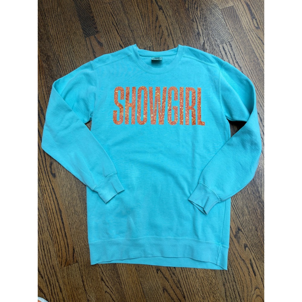 Comfort Colors Sweatshirt Small Teal Orange Excellent Showgirl Swiftie Swift